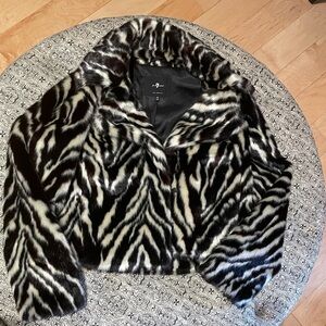 7 for all mankind- Zebra Print Faux Fur Jacket